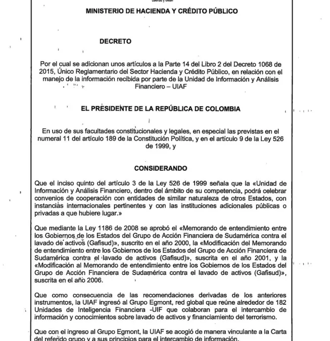 Con decreto, Colombia busca volver a red contra lavado de activos